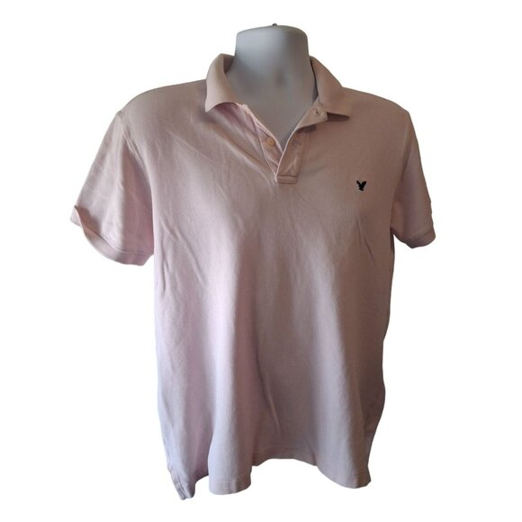 American Eagle Outfitters Short Sleeve Polo Shirt Mens Small Pink Preppy - Picture 1 of 6